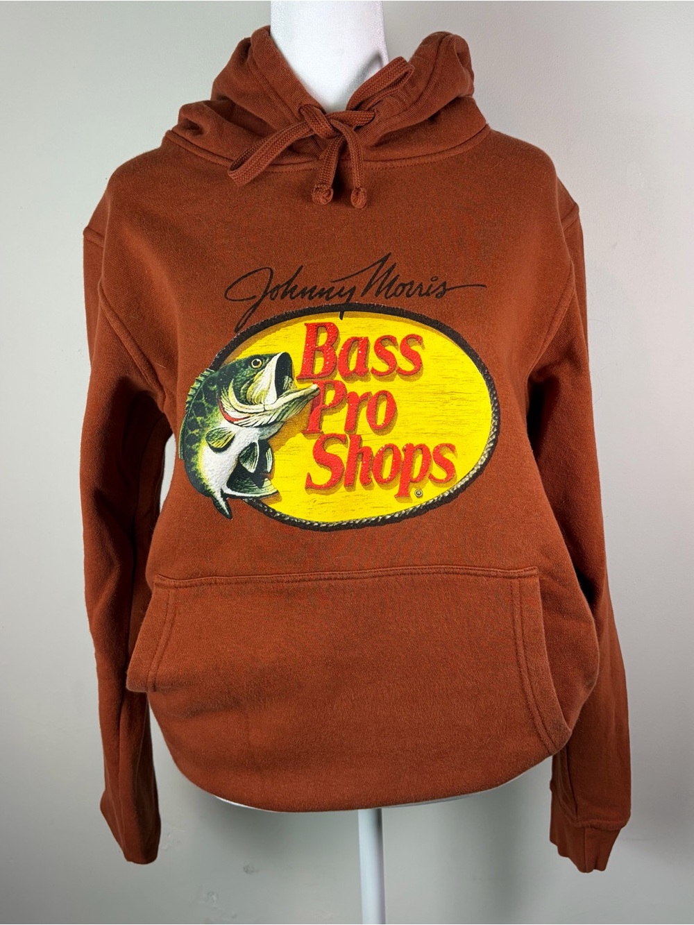 Bass Pro Shops Rust Pullover Hoodie with Yellow Fish Logo